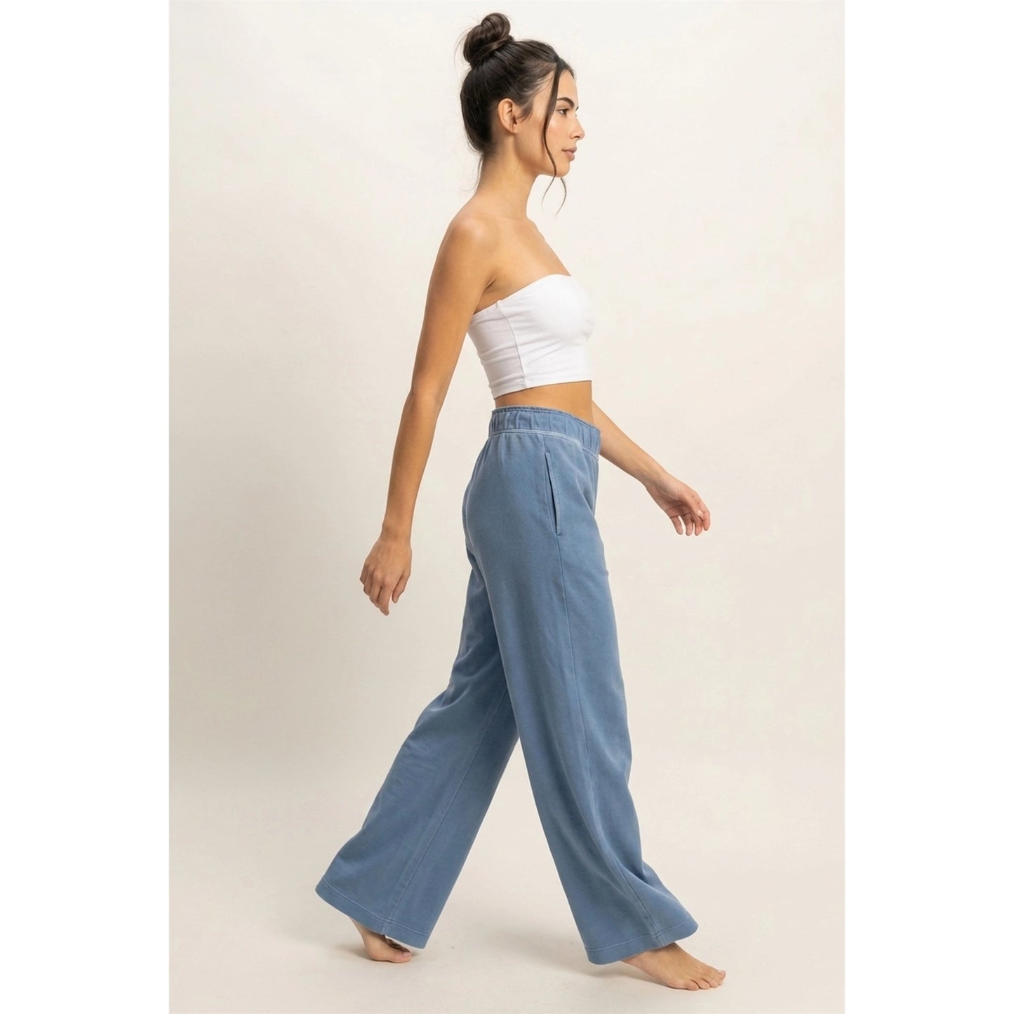 Blue High Waist Flare Pants