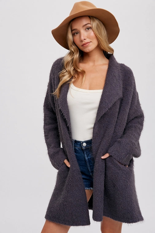 Soft Fuzzy Drape Cardigan