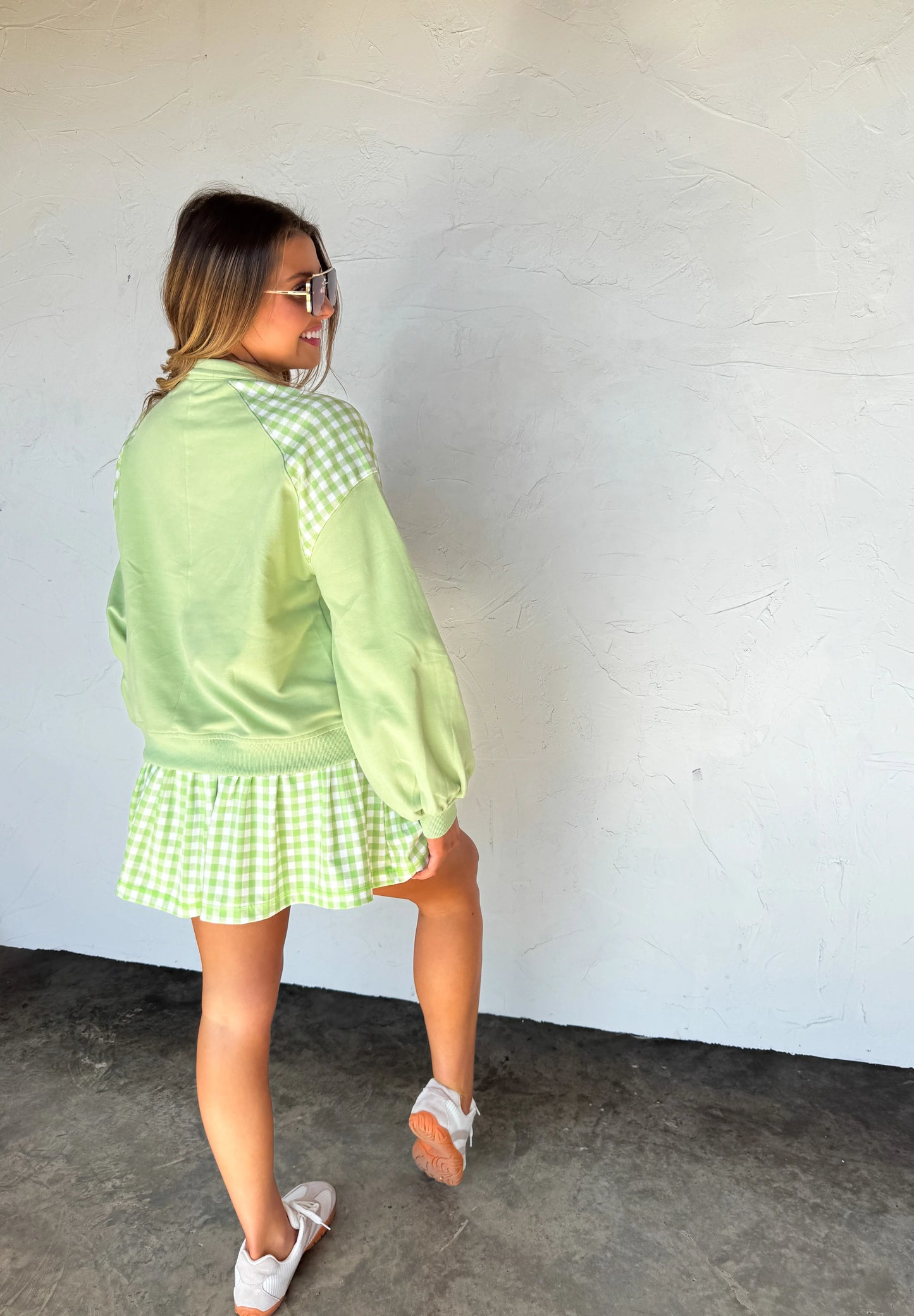 Green Gingham 1/4 Zip [[PRE-ORDER]]