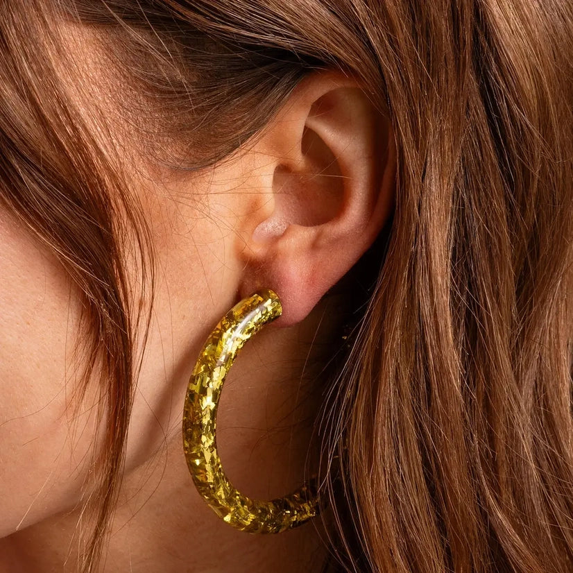 Gold Confetti Hoops