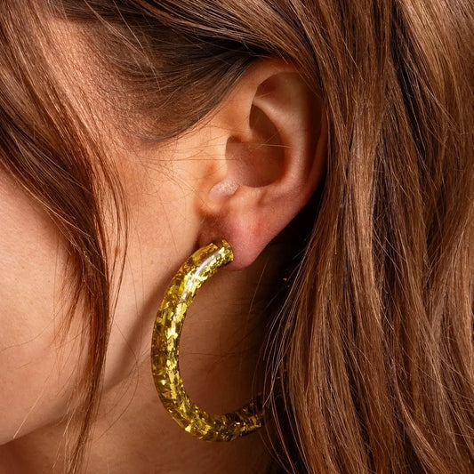 Gold Confetti Hoops