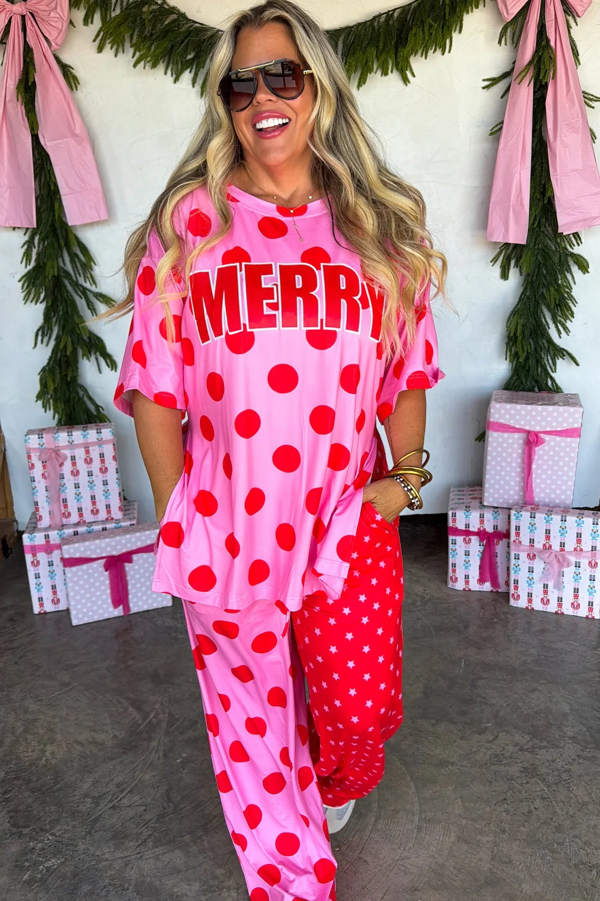 Merry Confetti Lounge Set in Pink