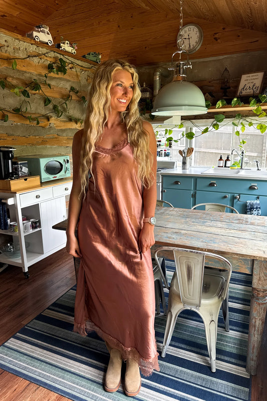 Copper Slip Cami Dress