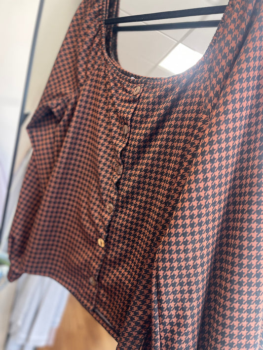Houndstooth Square Neck Top
