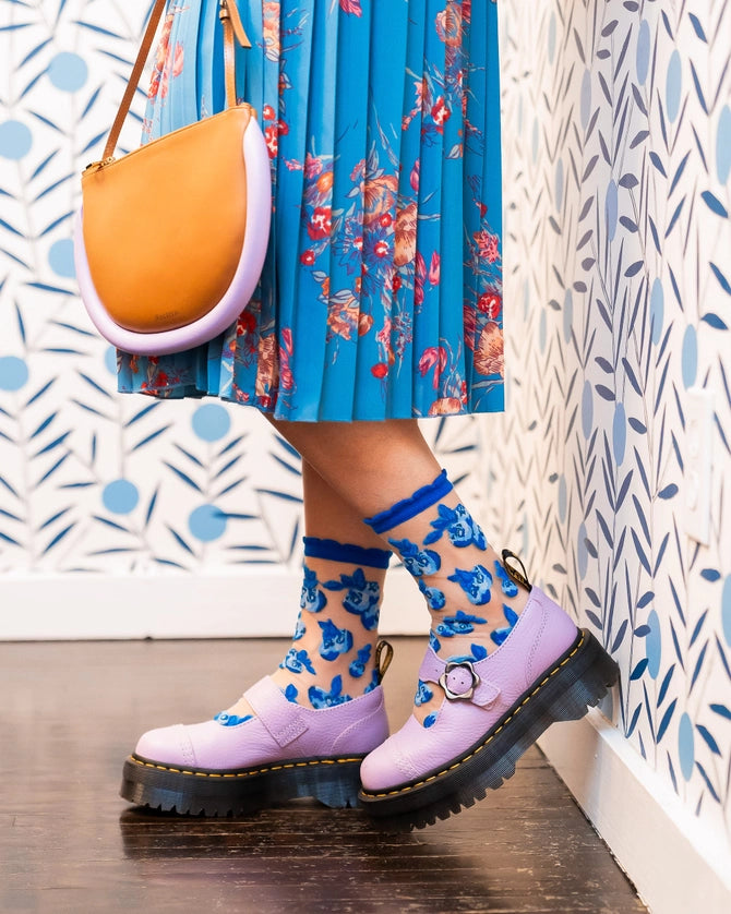 Blueberry Ruffle Sheer Sock