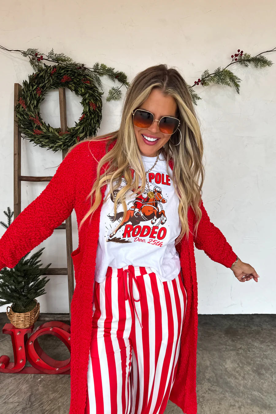 Christmas Vertical Vibes Striped Pants in Red [[PRE-ORDER]]