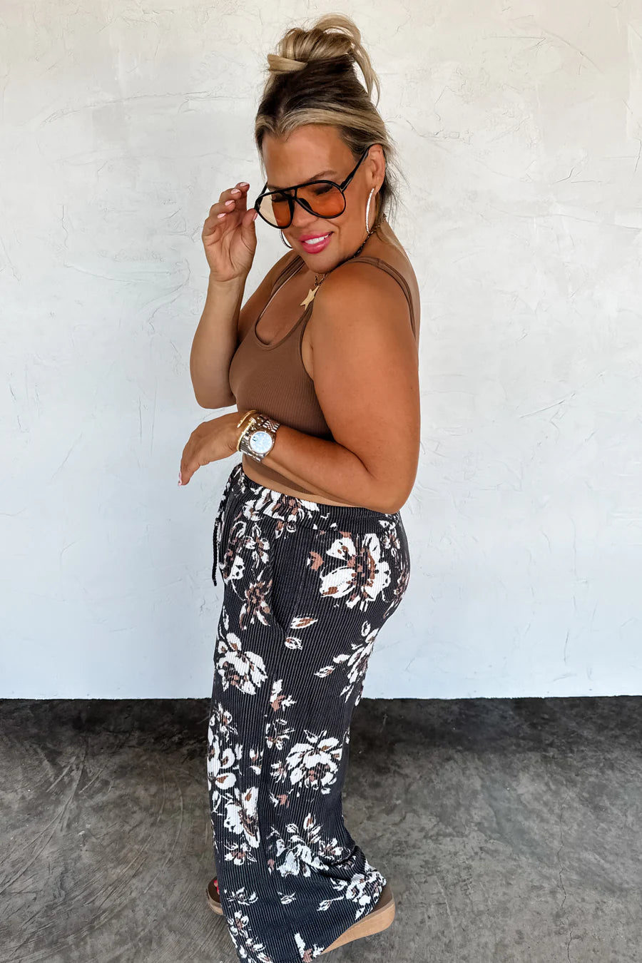 Black Haddie Floral Wide Leg Pants [[PRE-ORDER]]