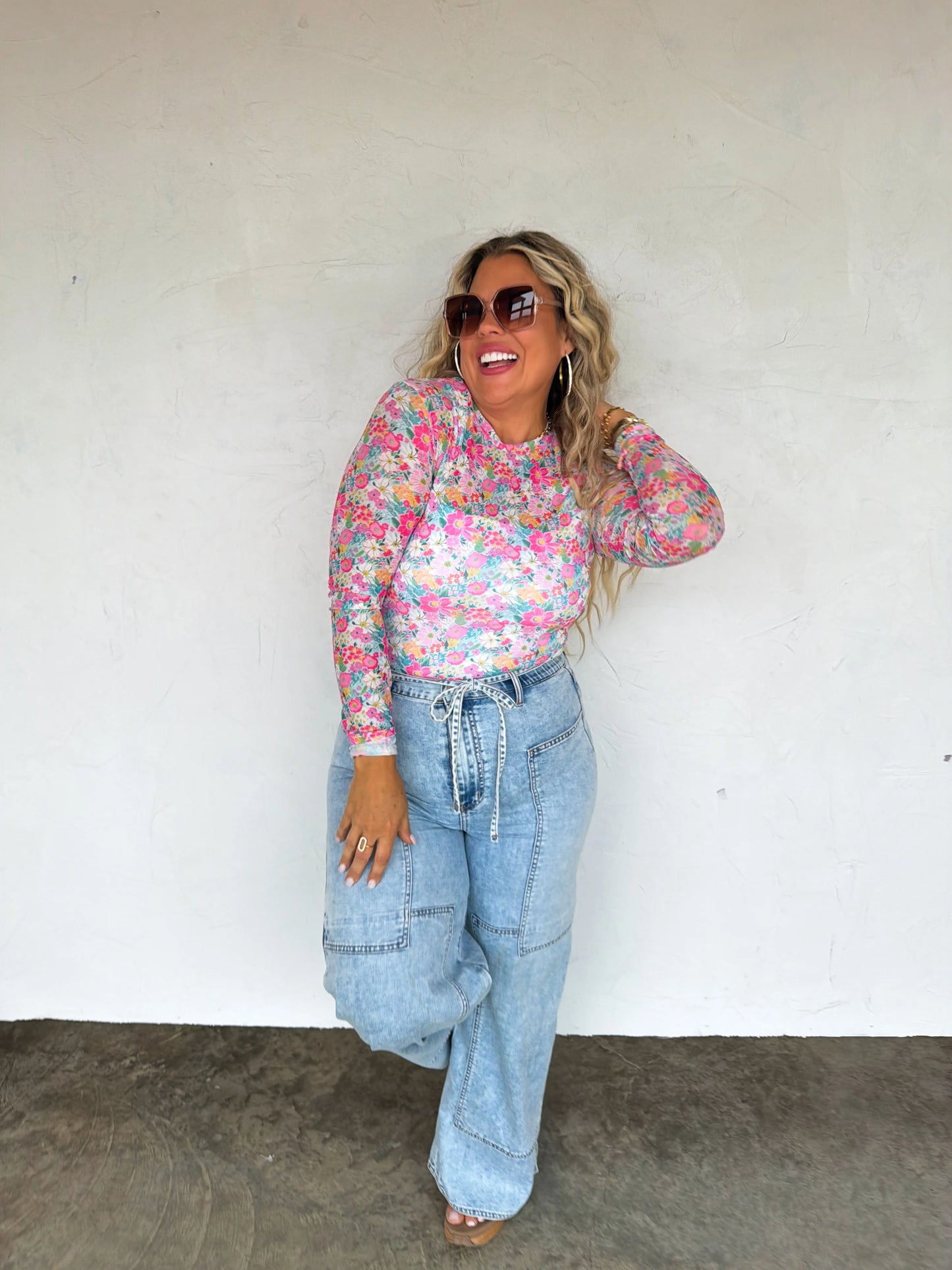 Spring Mesh Top Pink Floral [[PRE-ORDER]]
