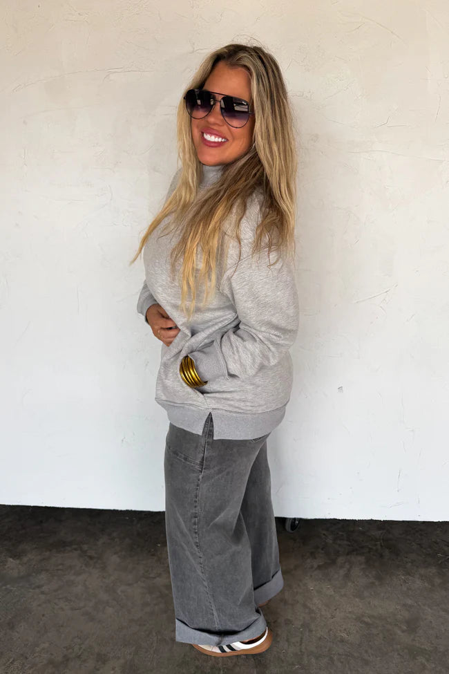 Grey Spring Mock Neck Pullover [[PRE-ORDER]]