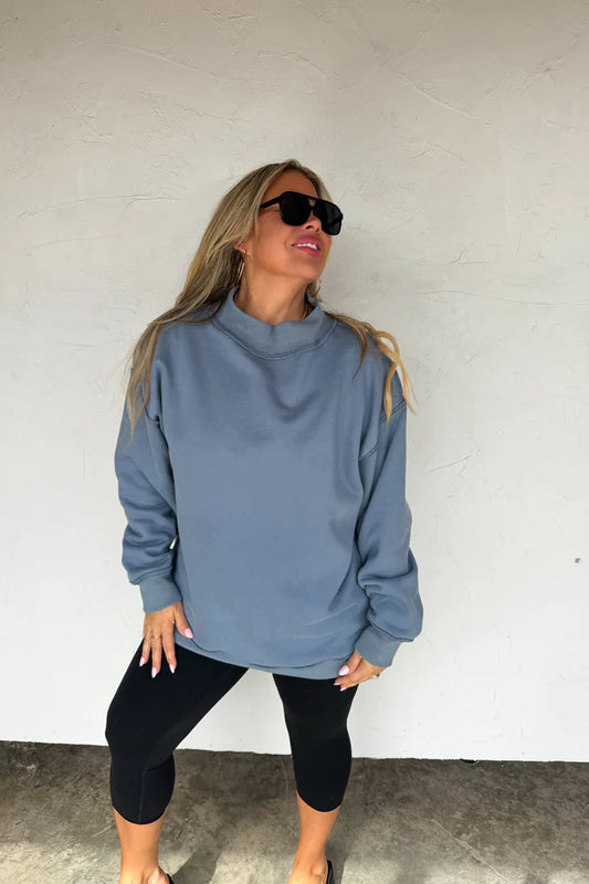 Denim Spring Mock Neck Pullover [[PRE-ORDER]]