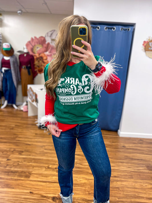 Feather Cuff Fitted Sweater