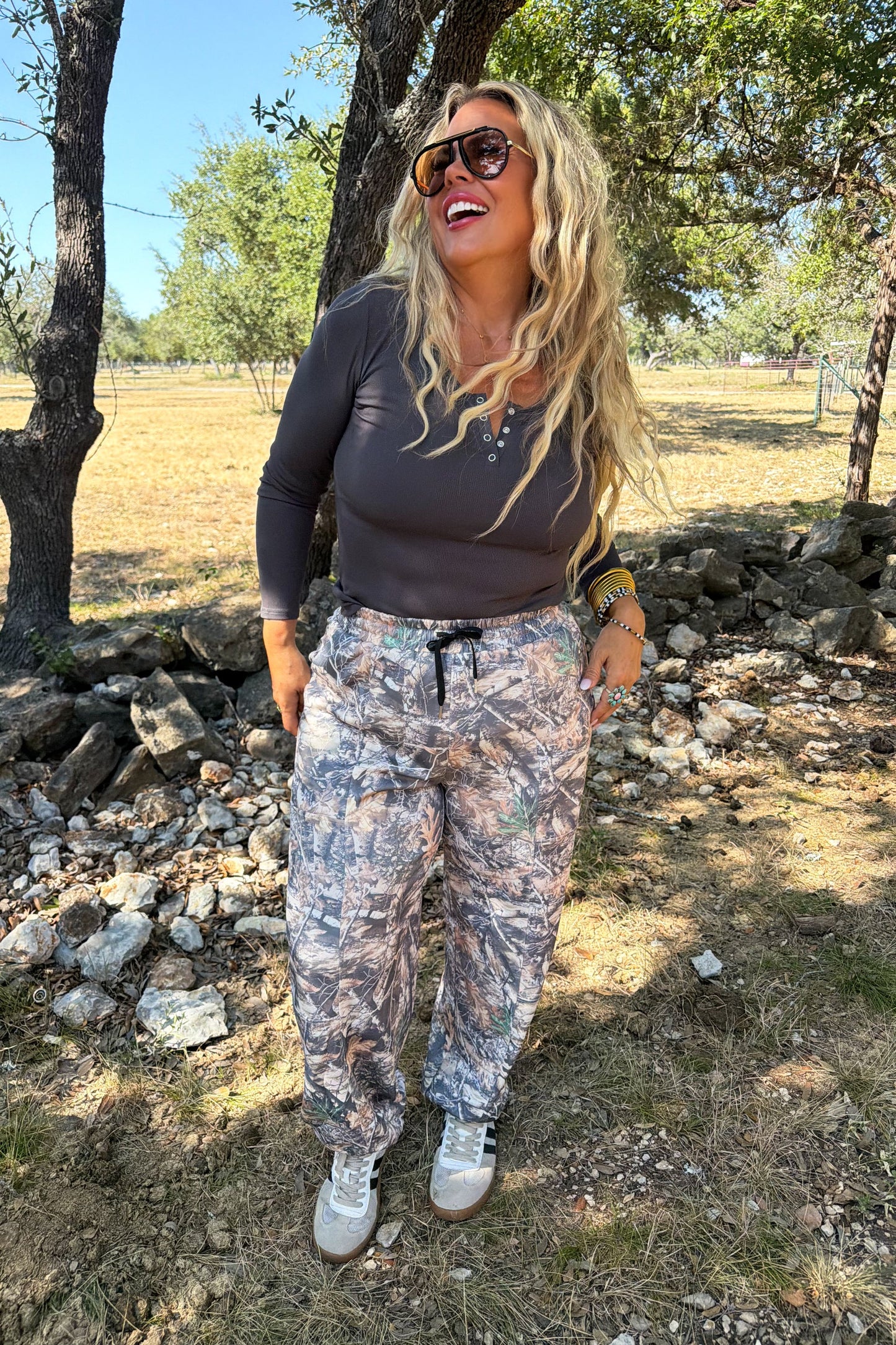 outside girl camo jogger