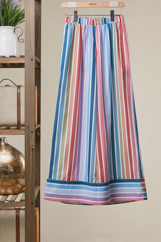 Multi Stripe Wide Leg Pants
