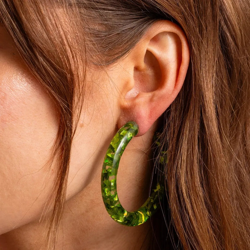 Green Confetti Hoops