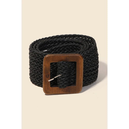 Wooden Square Belt in Black