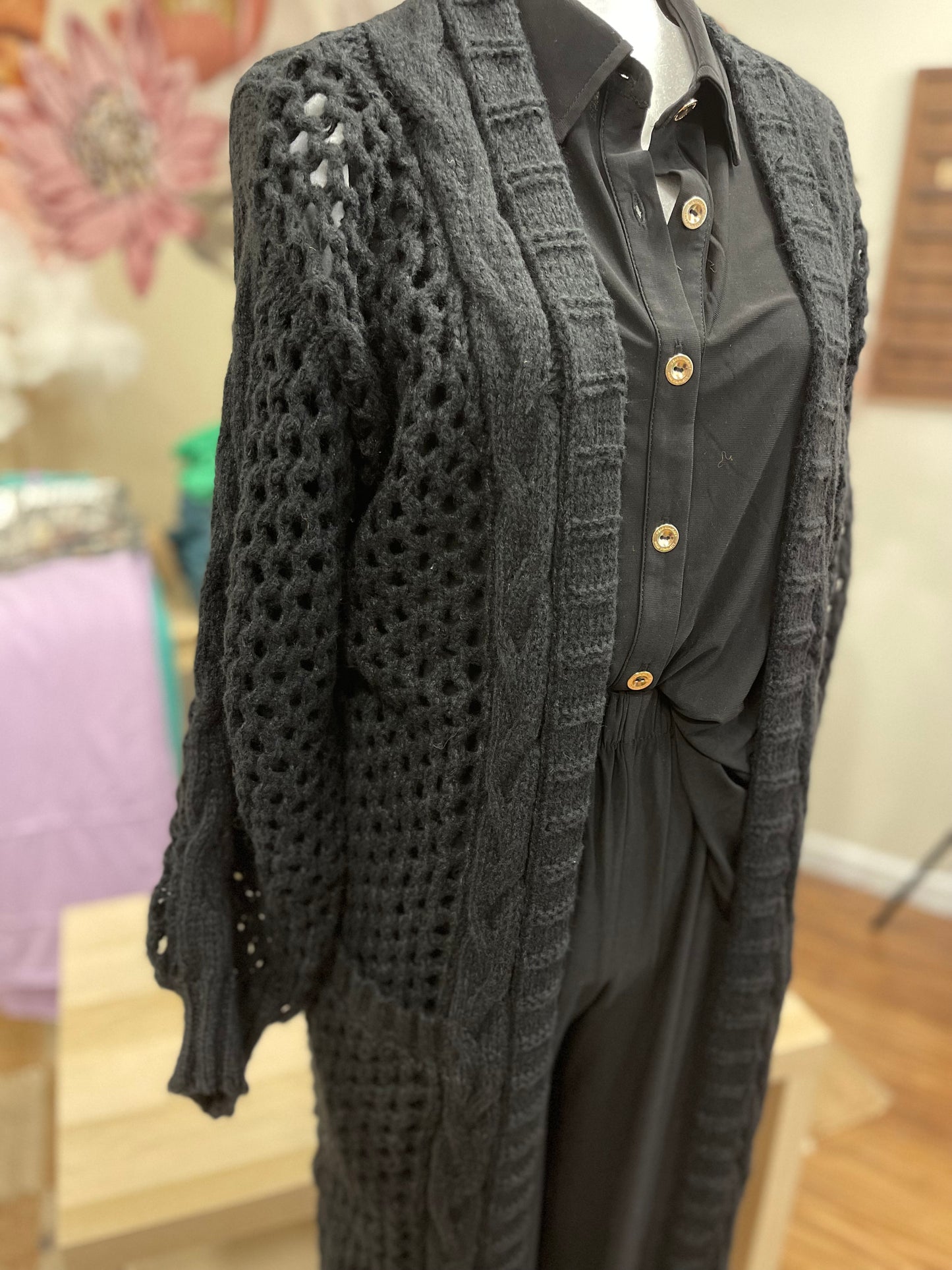 FINAL SALE * Black Chunky Knit Cardigan