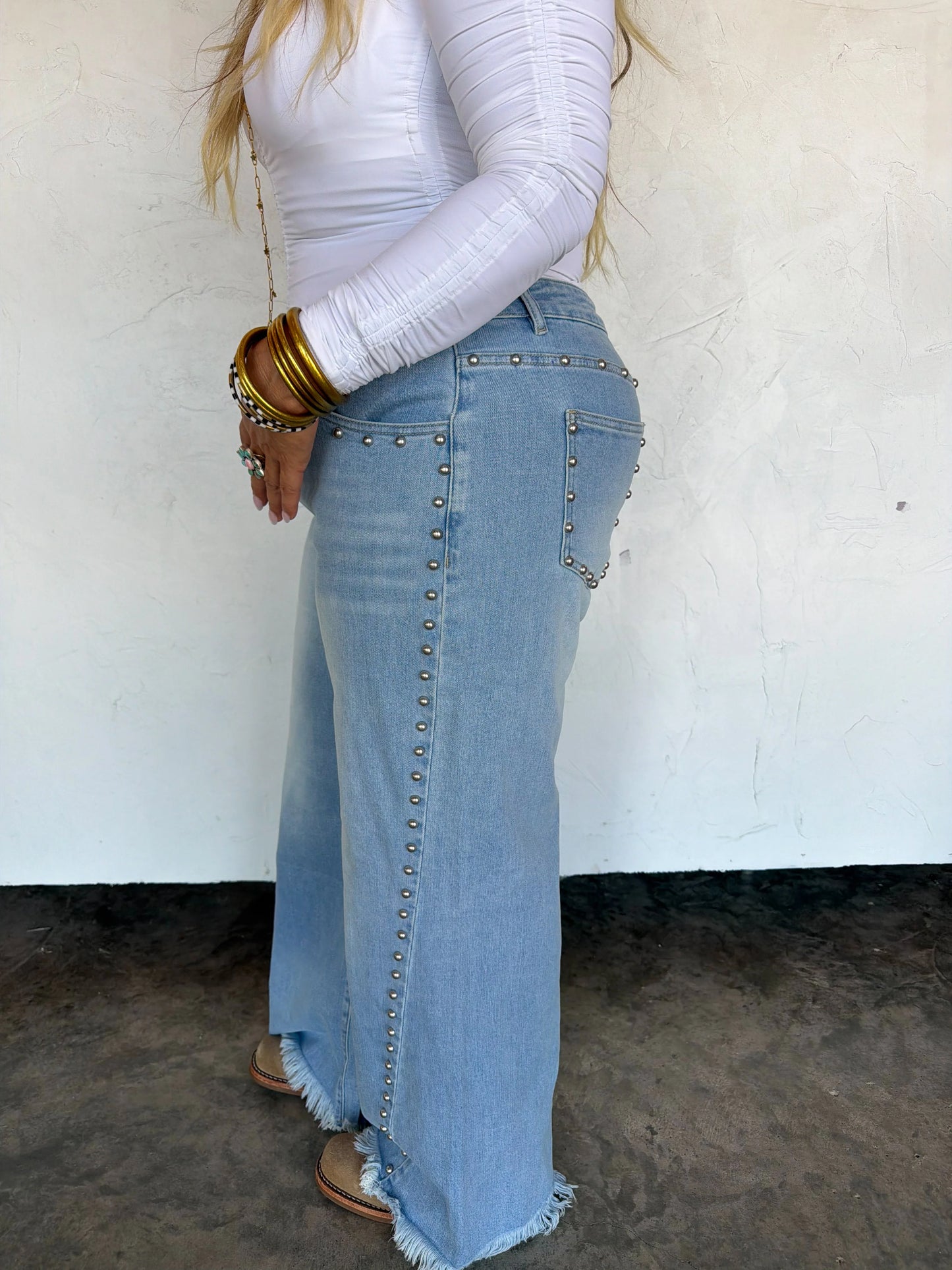 off the grid studded jeans denim non distressed