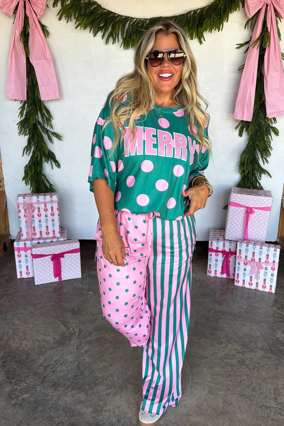 Merry Confetti Lounge Set in Green