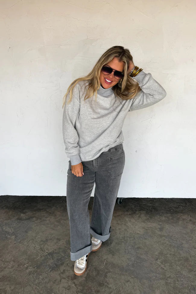 Grey Spring Mock Neck Pullover [[PRE-ORDER]]