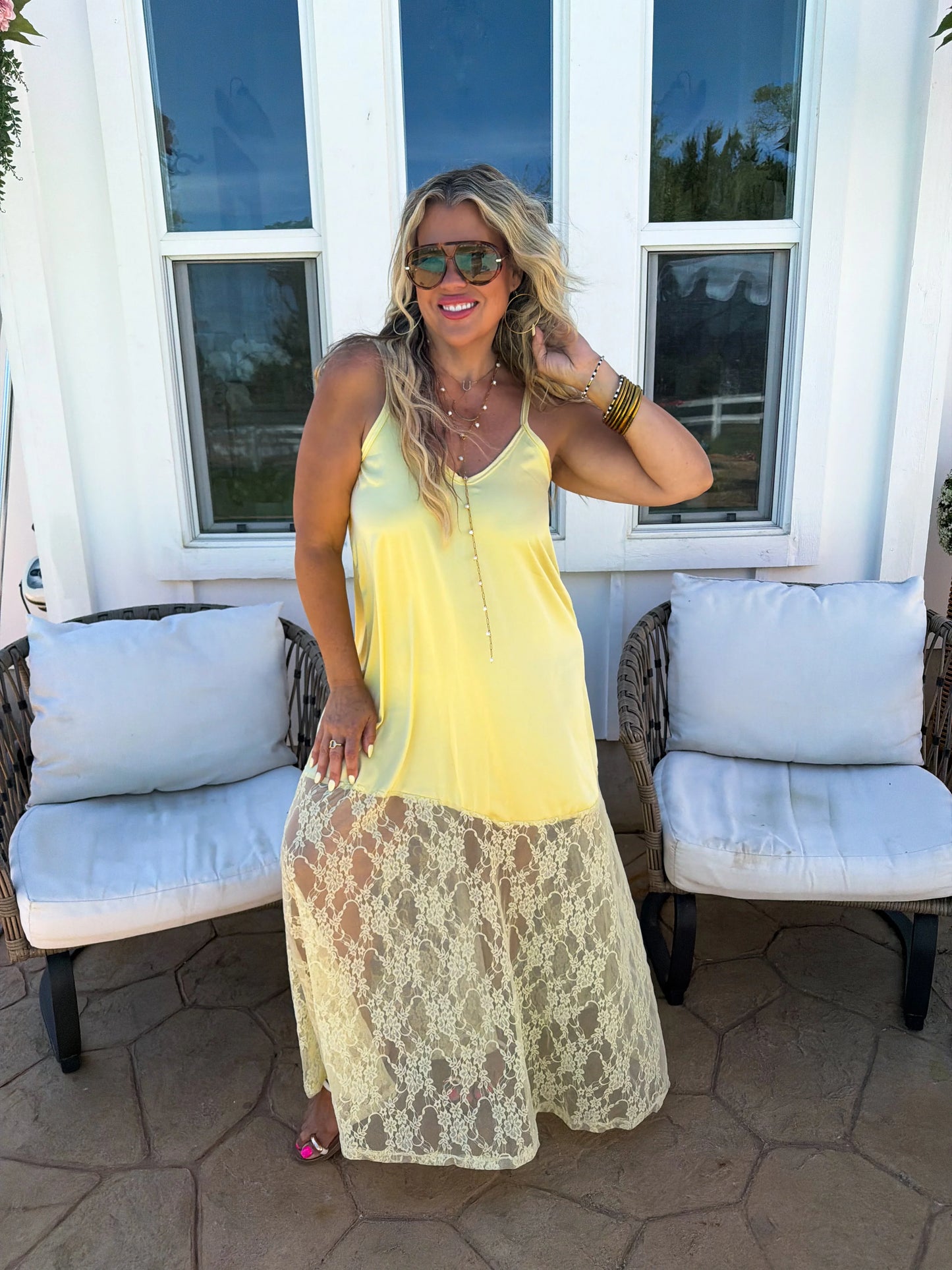 Summer Night Satin Lemon Dress [[PRE-ORDER]]