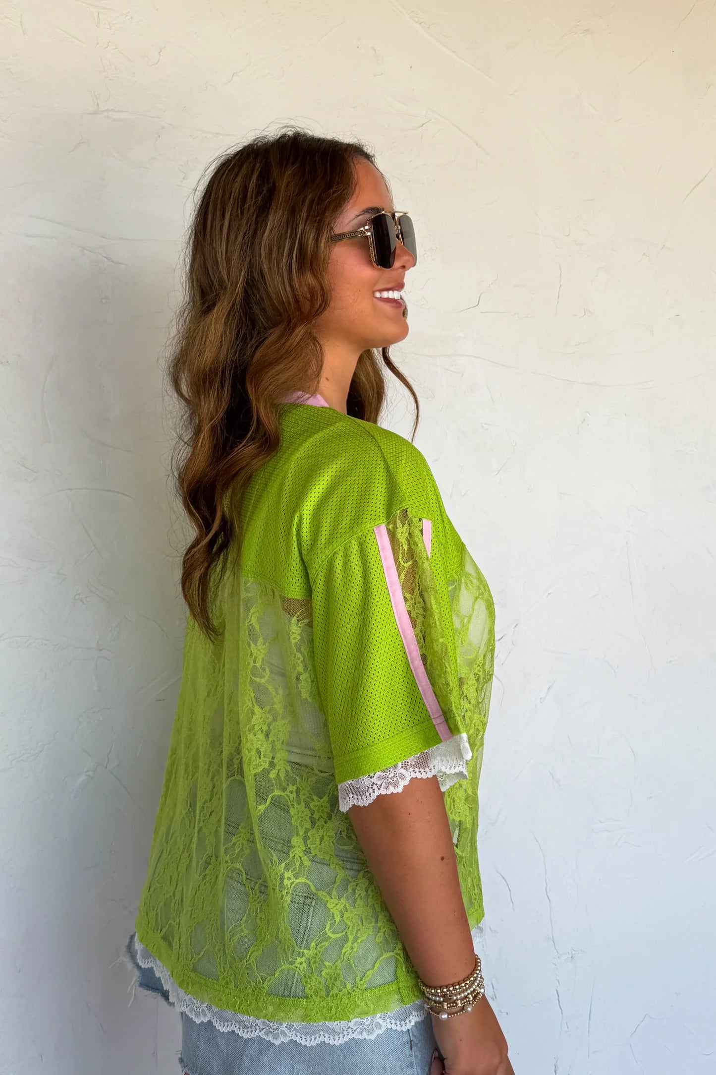Bleacher Babe Lace Jersey Green/Pink