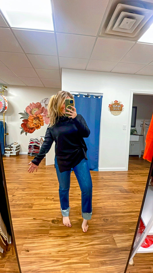 Black Cowl Neck Modal Tunic Top