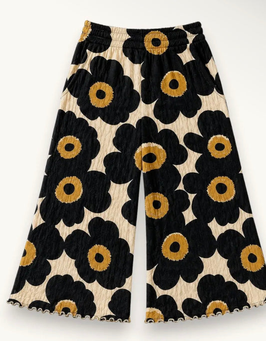Girls Floral Printed Wide Leg Pant