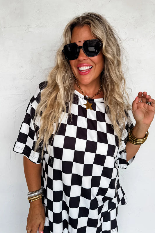 Check Side Slit Top Black [[PRE-ORDER]]
