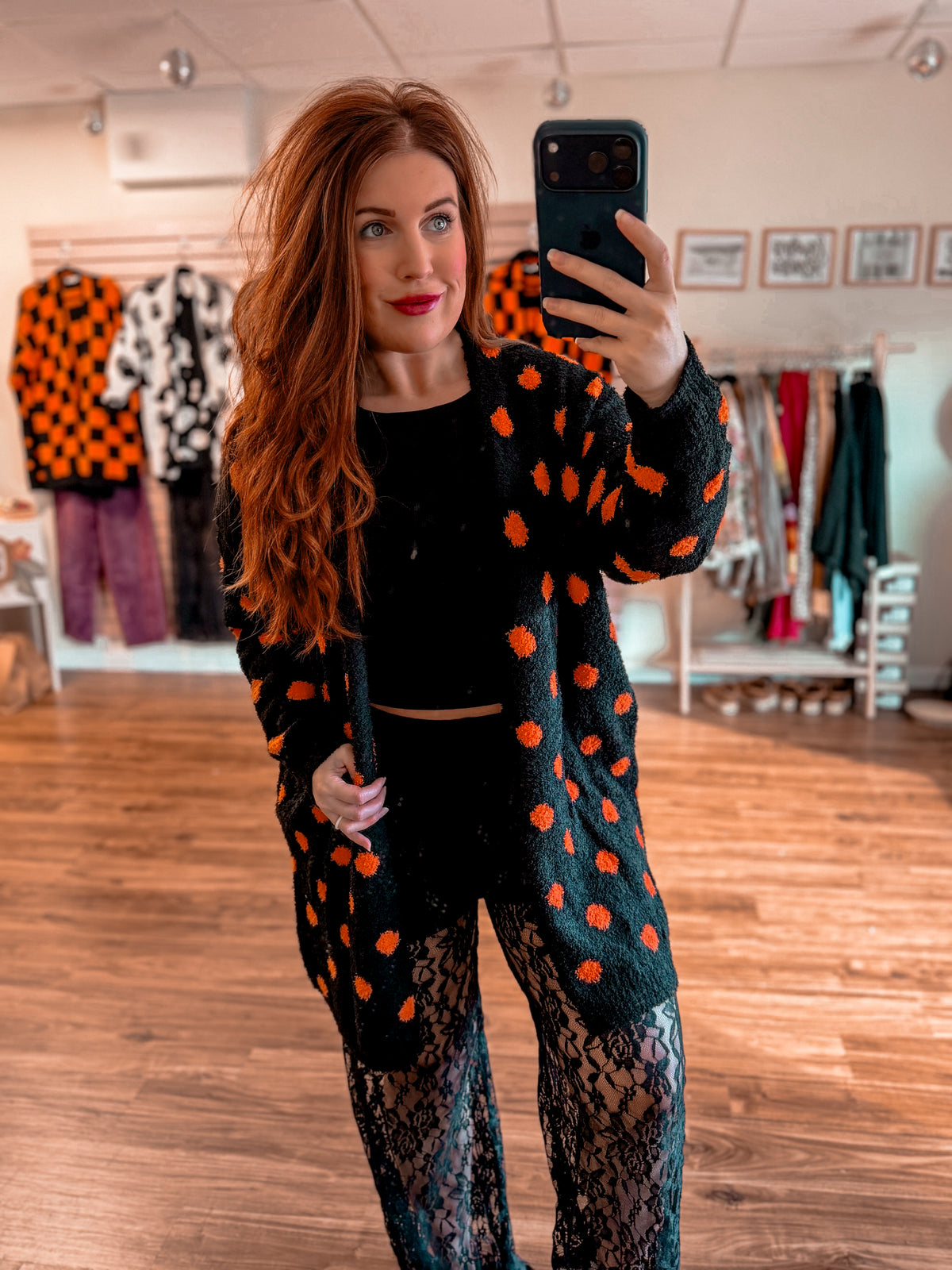 Boo Crew Reversible Cardigan in Polka Dot