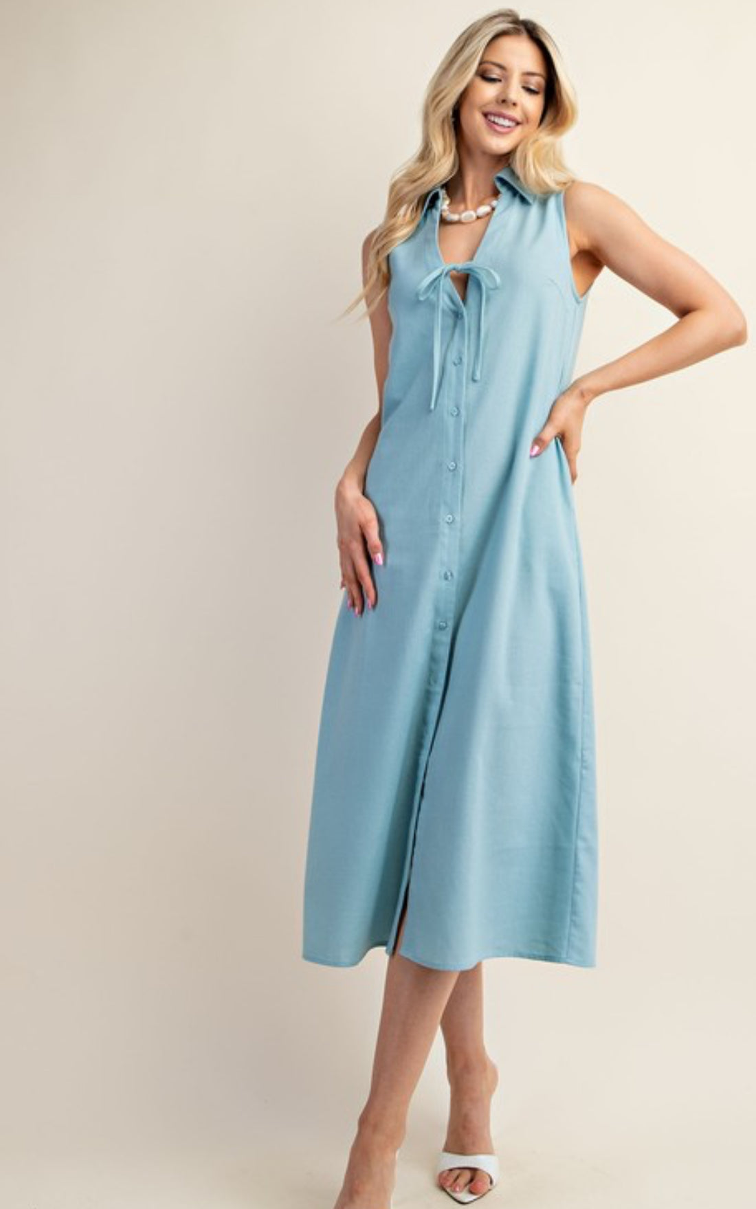 Sky Blue Button Up Dress