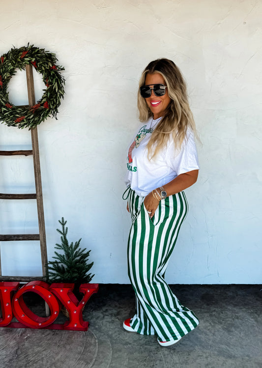 Christmas Vertical Vibes Striped Pants in Green [[PRE-ORDER]]