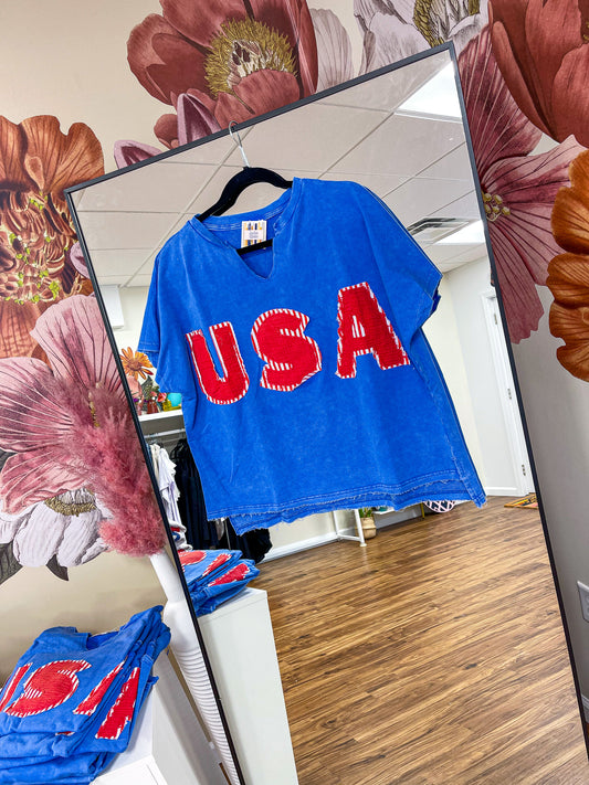Mineral Washed USA Patch Top