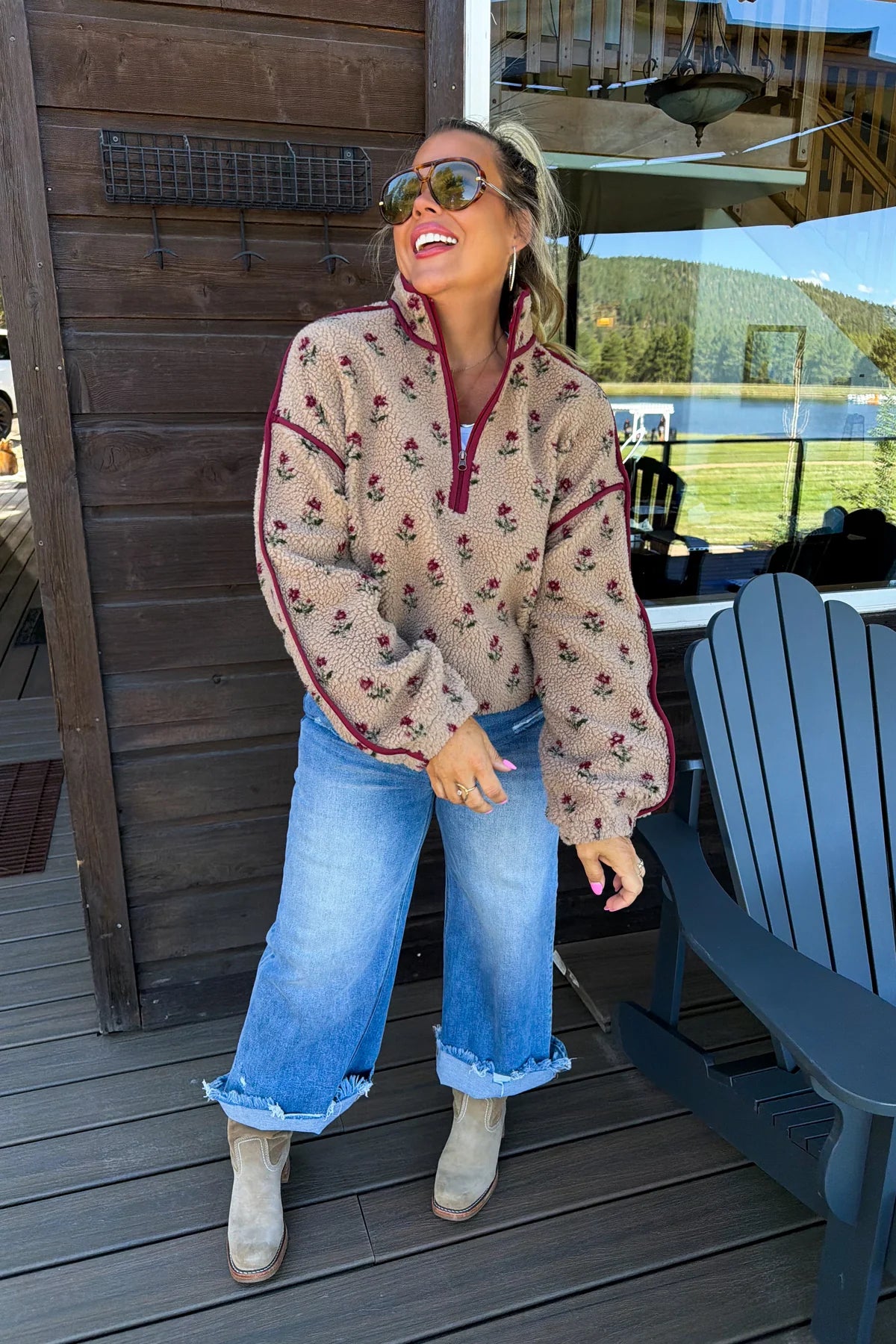 AFTER SUNSET QUARTER ZIP PULLOVER [FLORAL]