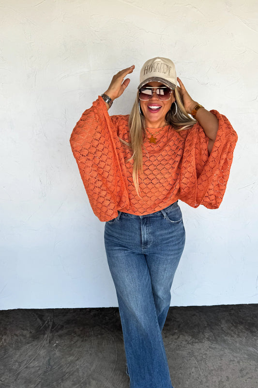 Free Spirit Orange Bell Sleeve Top [[PRE-ORDER]]