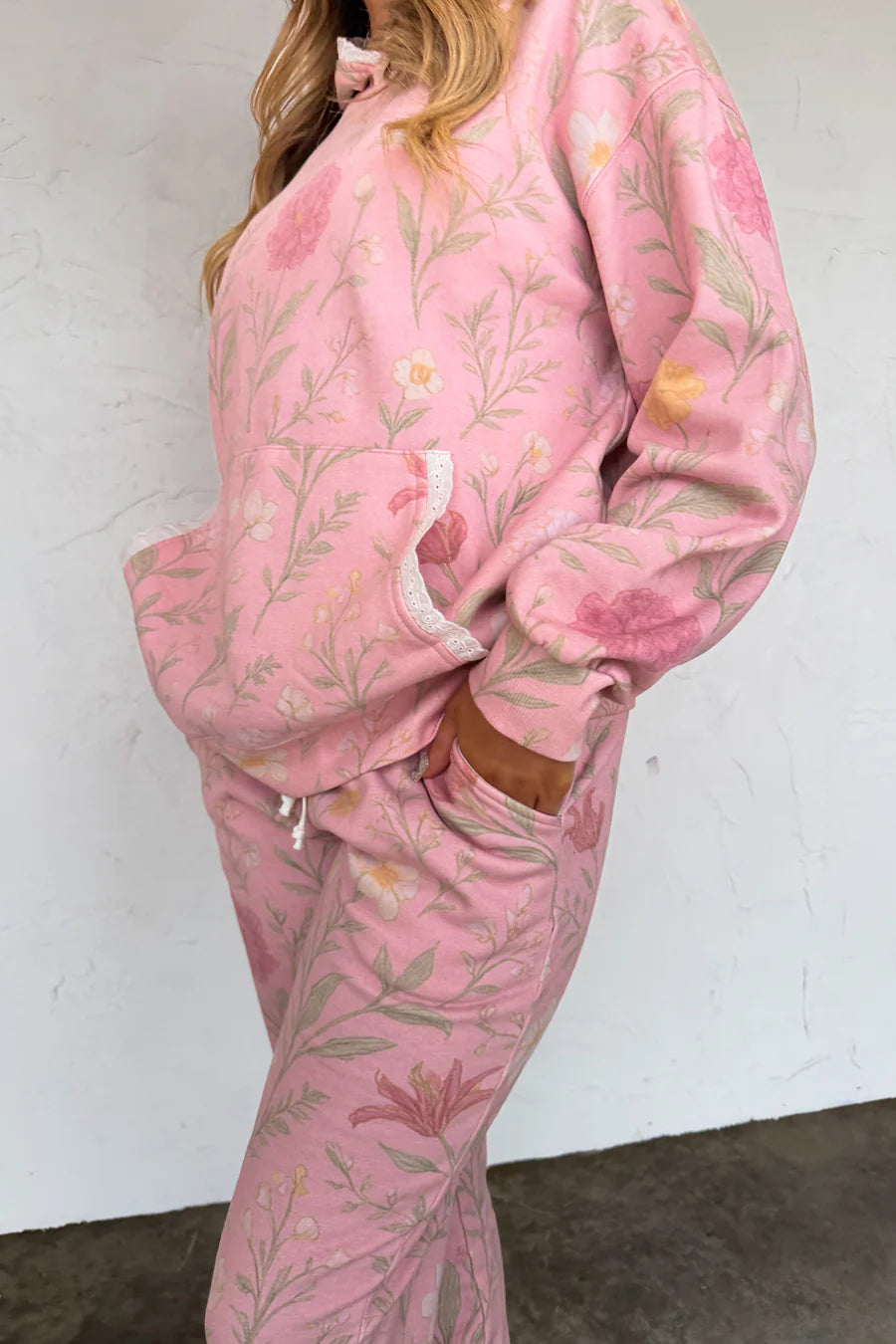 Pink Floral Lila Lace Hoodie Pullover [[PRE-ORDER]]