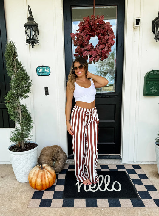 Brown Vertical Vibes Striped Pants [[PRE-ORDER]]