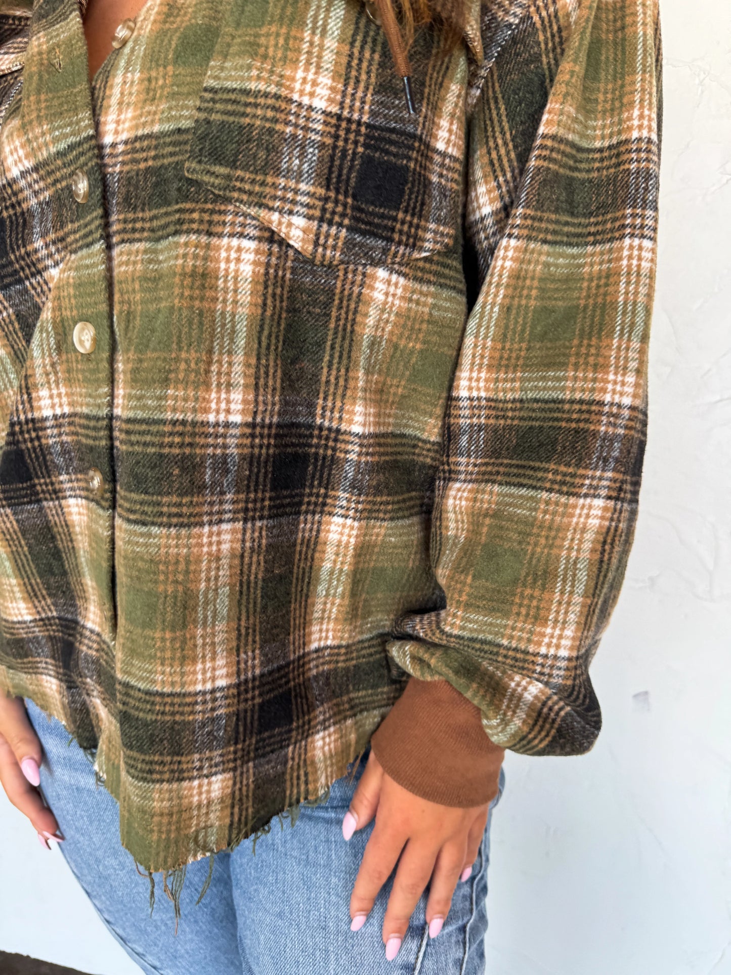 Mountain Morning Plaid Shacket in Green