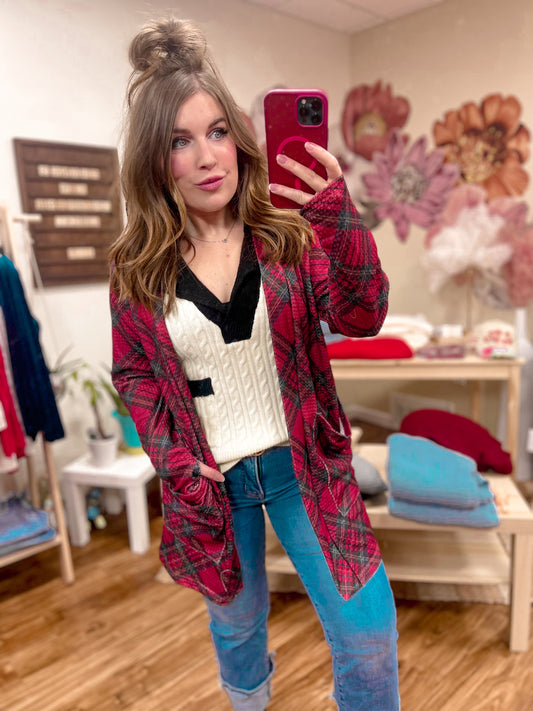 Red Plaid Lola Cardigan