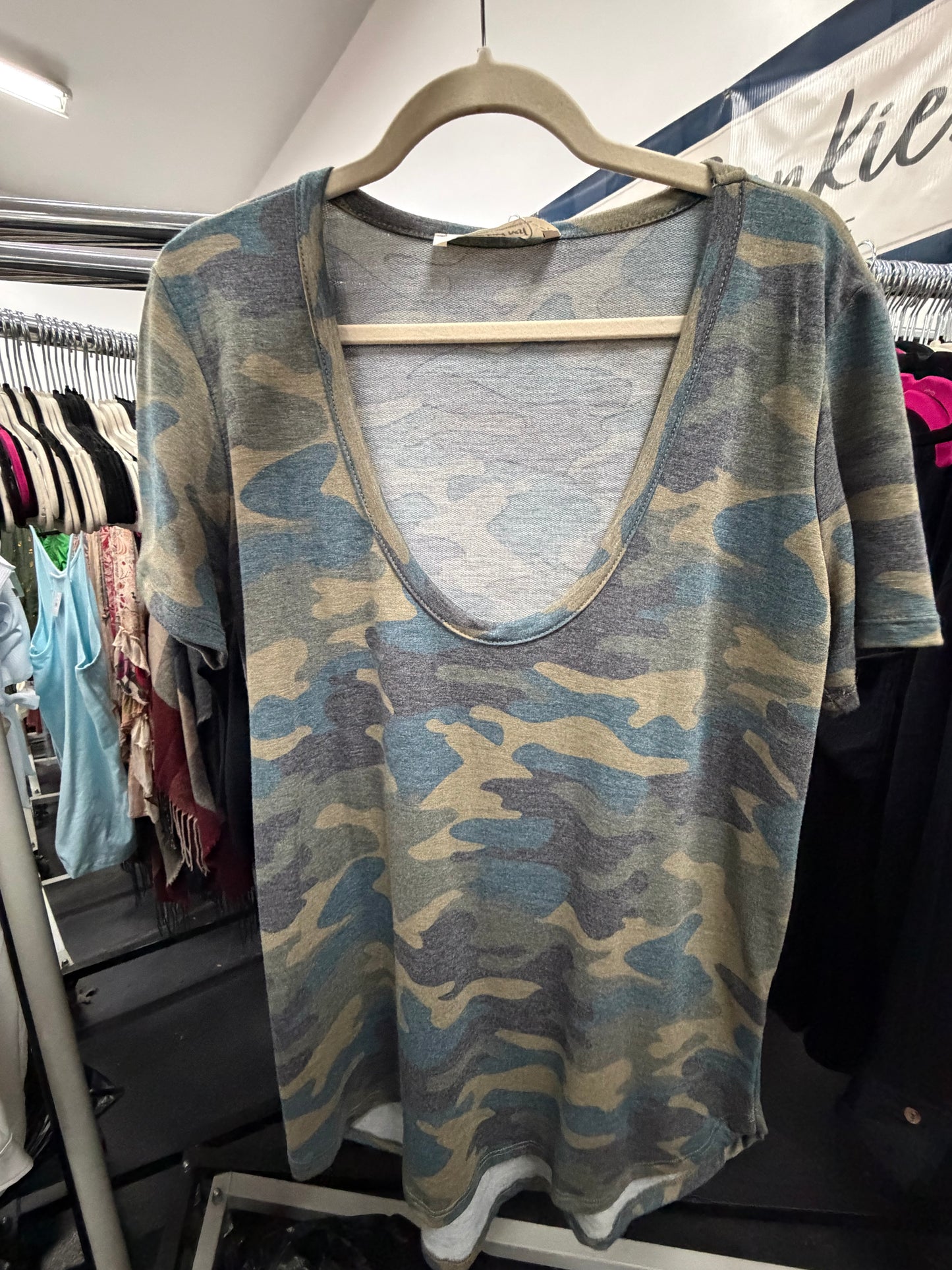 Camo Scoop Bralette Tee: Three Bird Nest