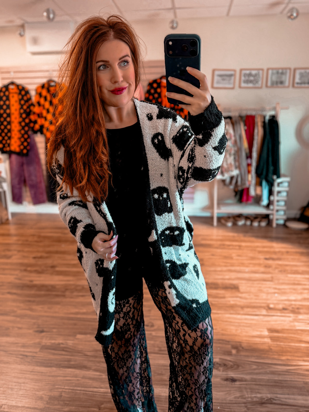 Boo Crew Reversible Cardigan in Ghost