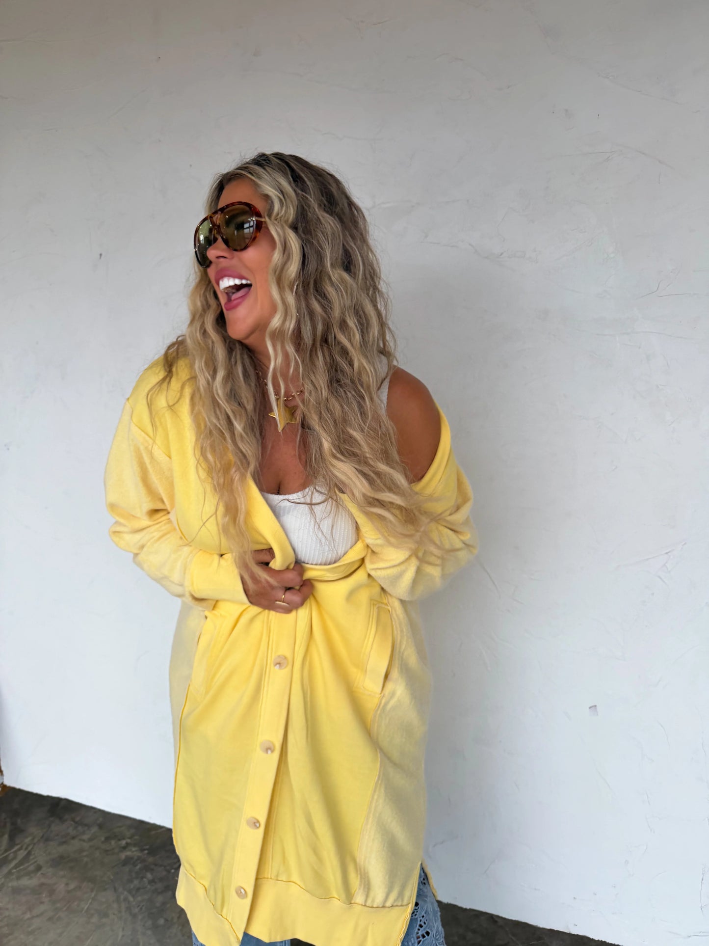 Sweatshirt Cardigan Yellow