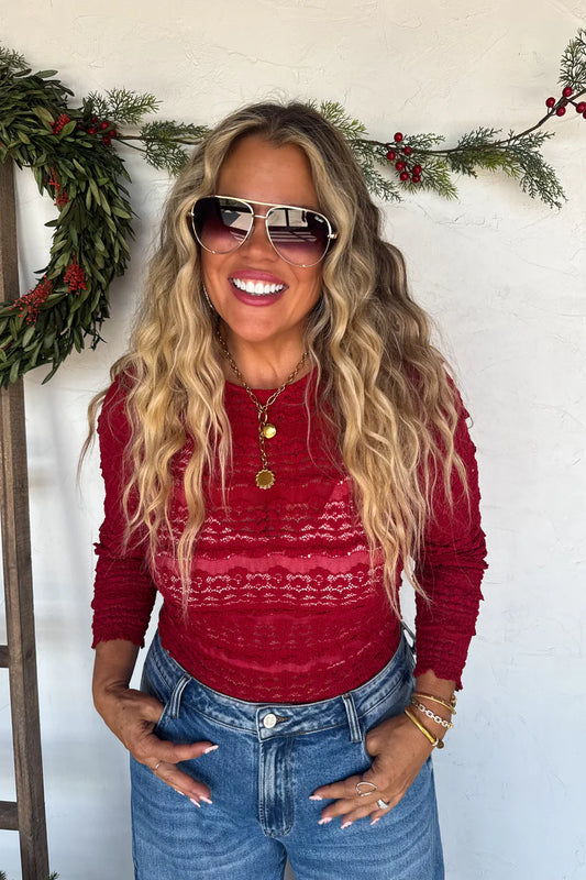 Wine Rosalie Lace Top [[PRE-ORDER ETA 1st week of Jan]]