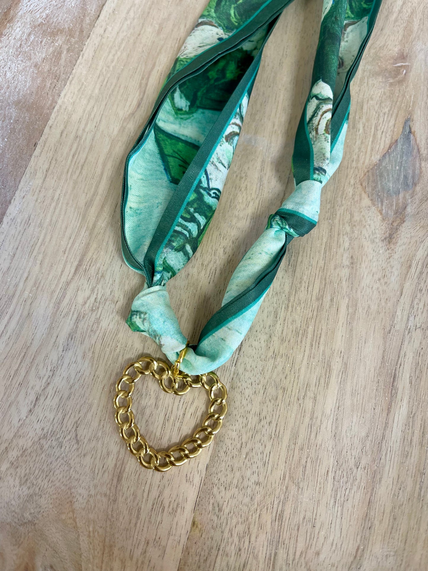 Sage Watercolor Trendy Scarf Necklace