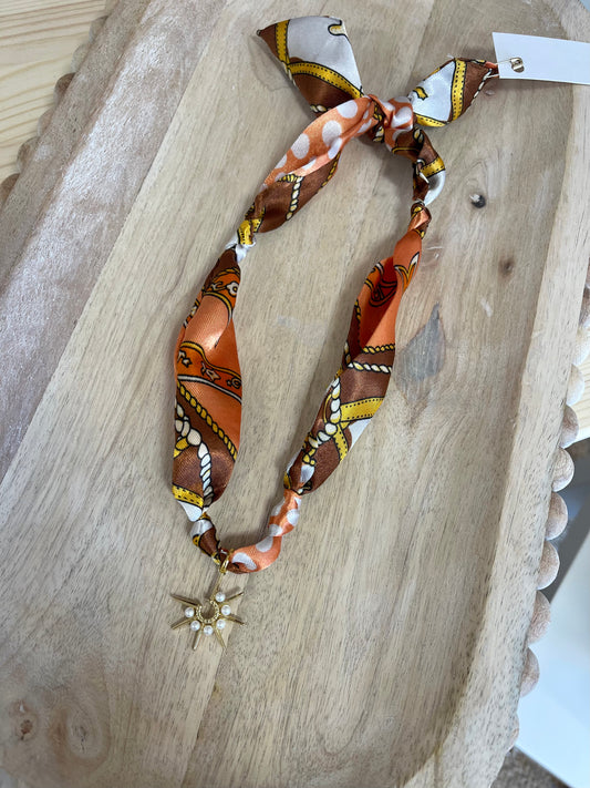 Brown & Orange Trendy Scarf Necklace