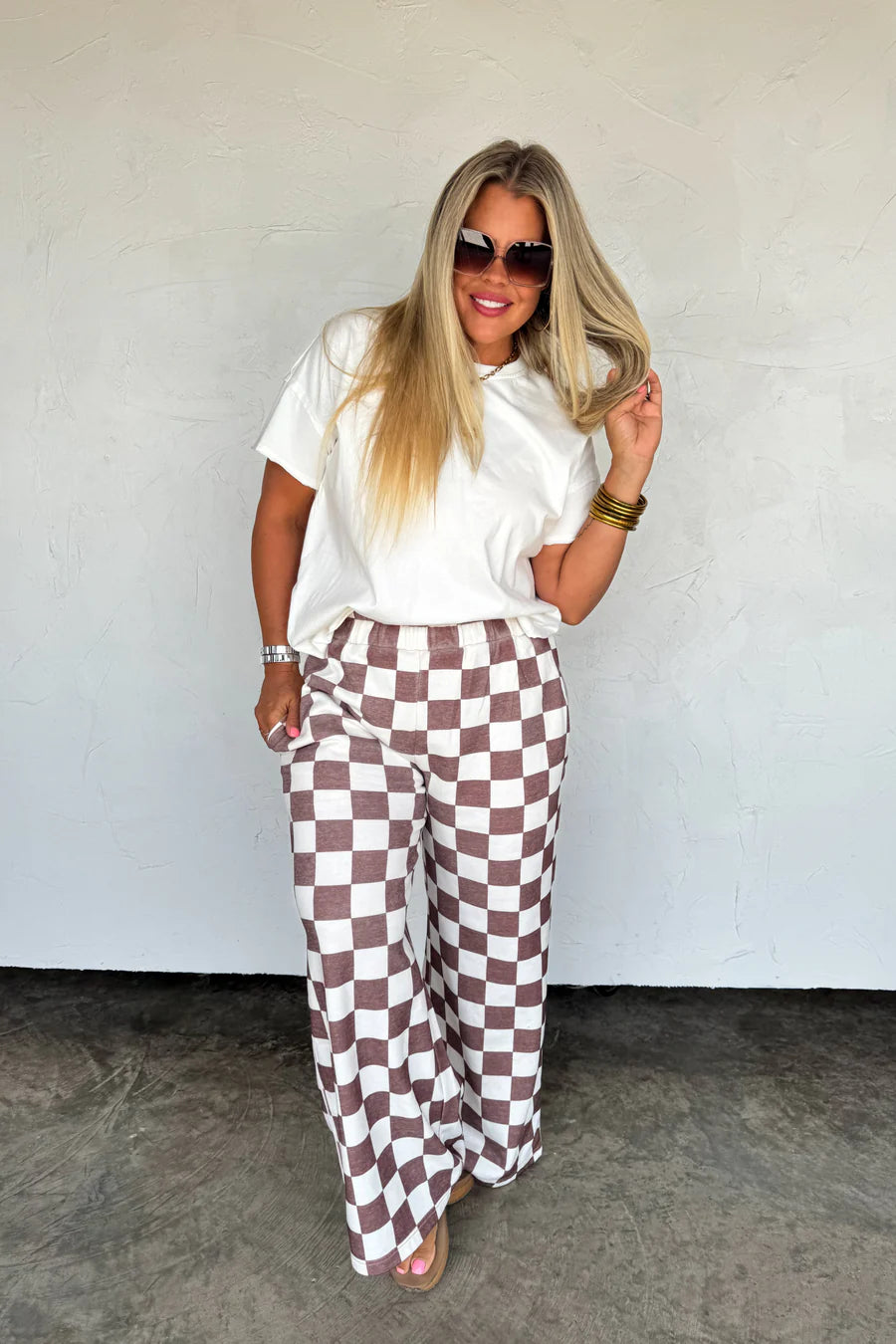 Drift Away Checker Wide Leg Jogger [[PRE-ORDER]]