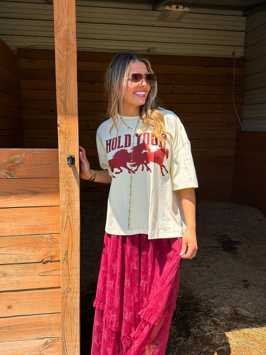 Autumn Blooming Maxi Skirt in Wine