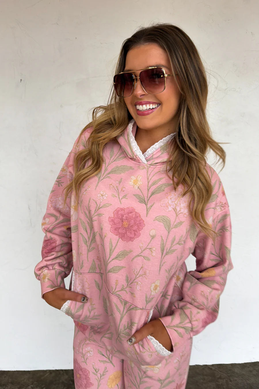 Pink Floral Lila Lace Hoodie Pullover [[PRE-ORDER]]