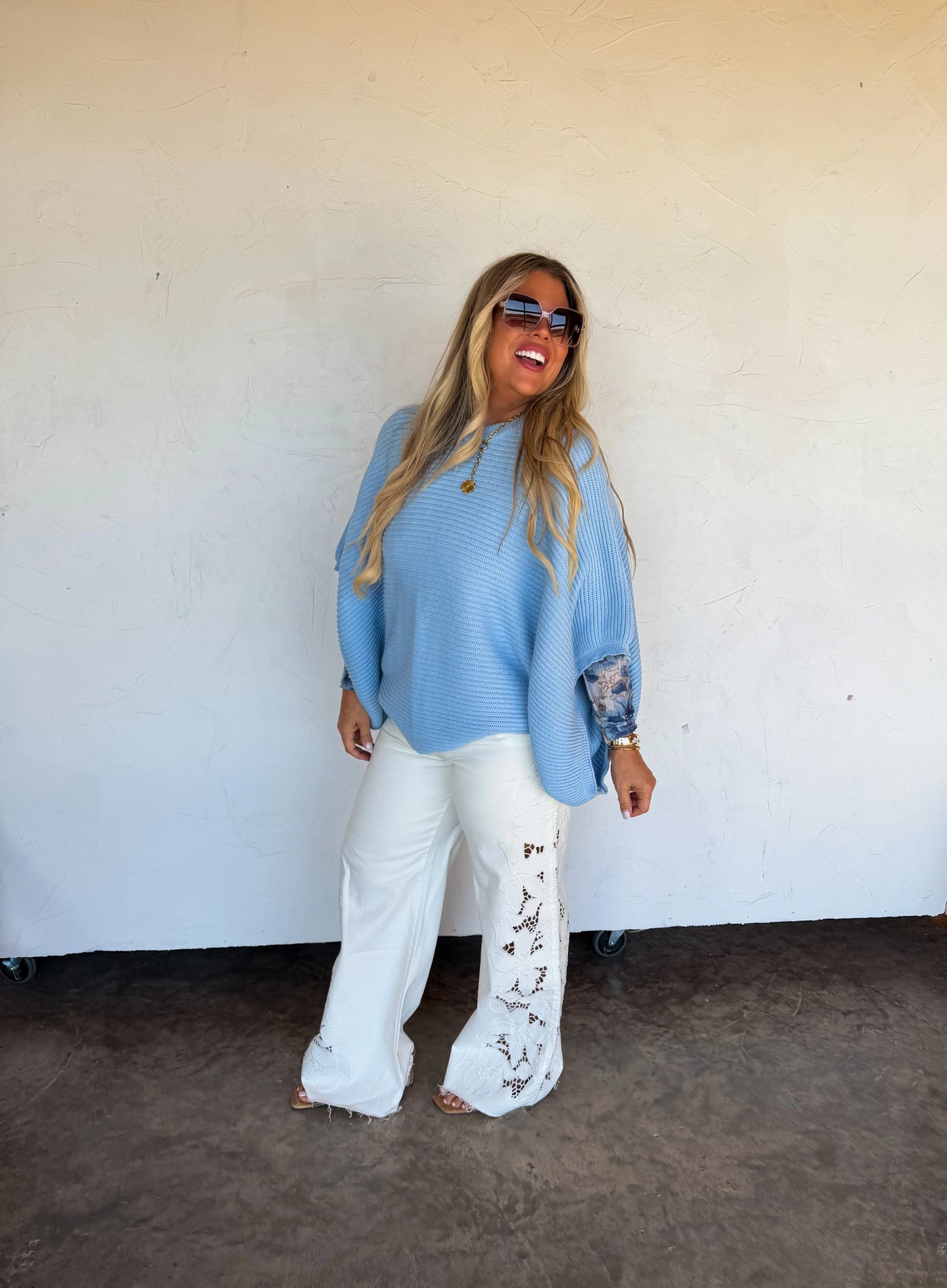 Spring Blue Meg Pullover Poncho