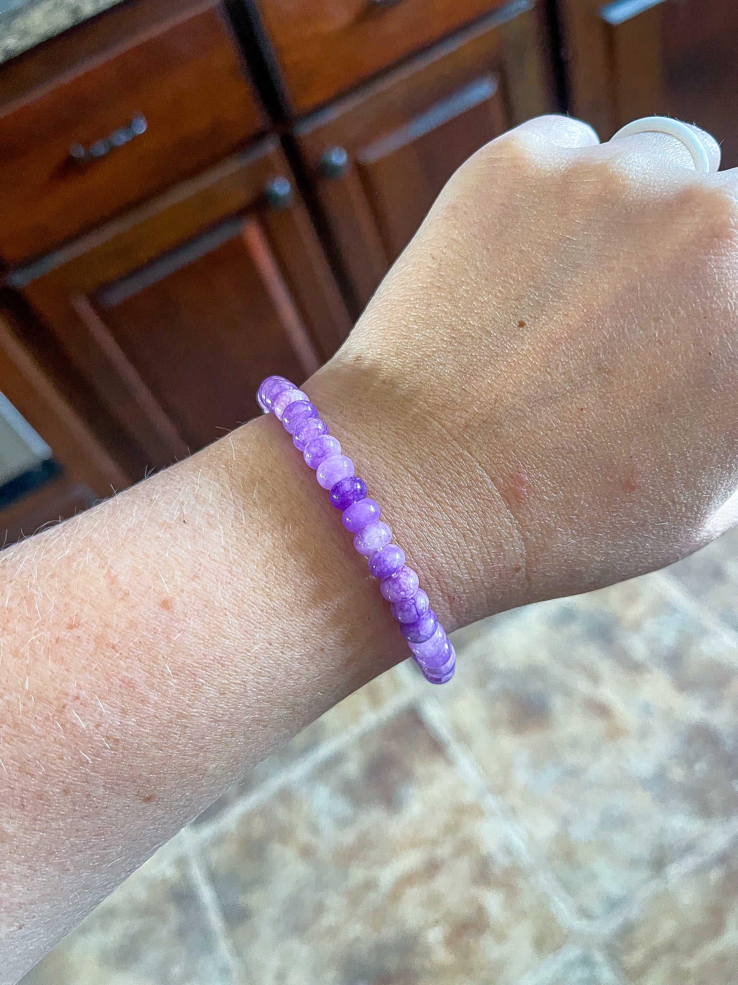 Natural Stone Bracelet with Toggle Clasp • Purple