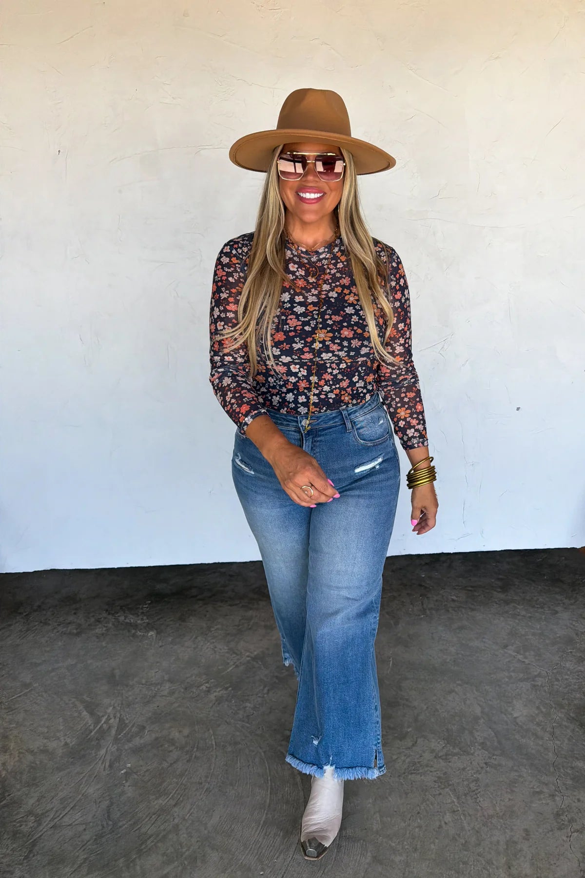 Navy Fall Mesh Top